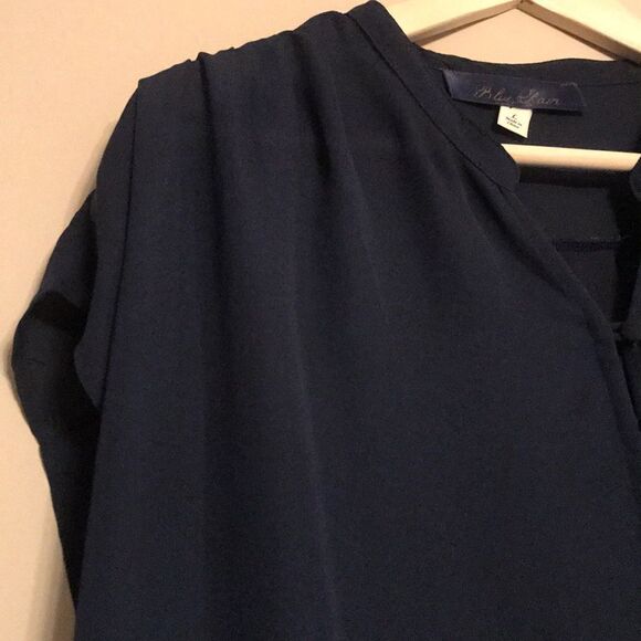 Blue Rain Semi-Sheer Navy Blue Blouse - Size Large - Picture 6 of 12